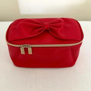Take a Bow Red Bow Cosmetic Travel Bag Inner Pocket Ipsy Makeup 8.5inx5inx4.5in